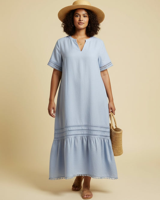 Bleo Dress - Linen in Blue