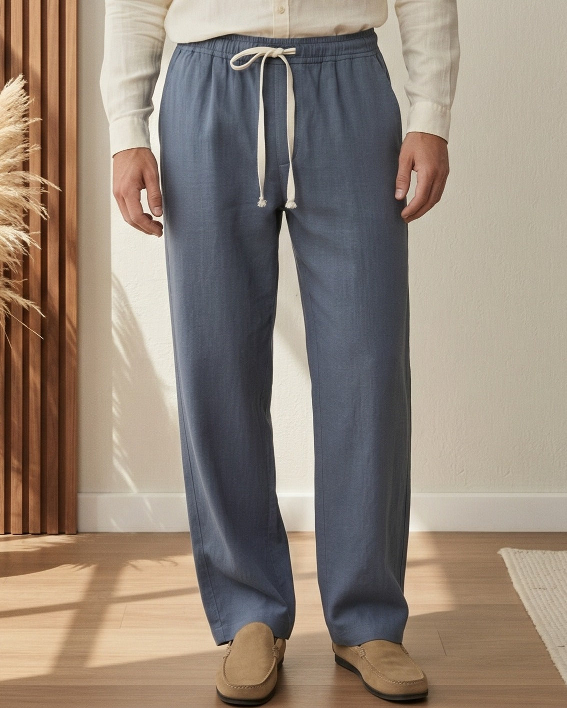 Cove Trousers - Relaxed Wide-Leg Linen in Navy Blue