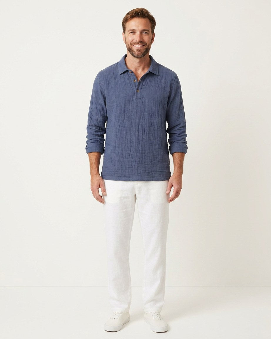 Ugo T-Shirt - Relaxed Linen in Navy blue