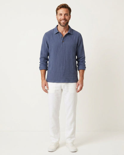 Ugo T-Shirt - Relaxed Linen in Navy blue