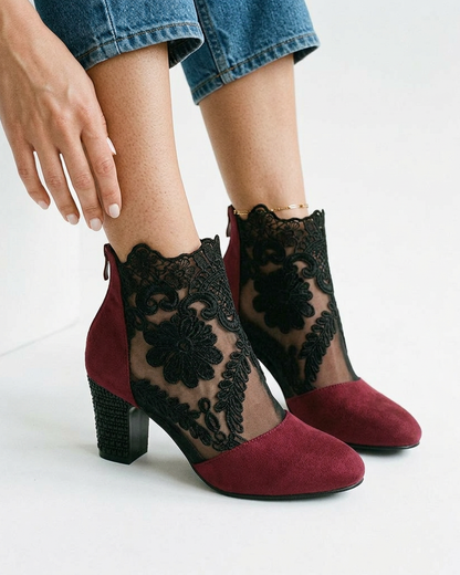 Dael Boots - Block-Heel Leather in Wine red - master front