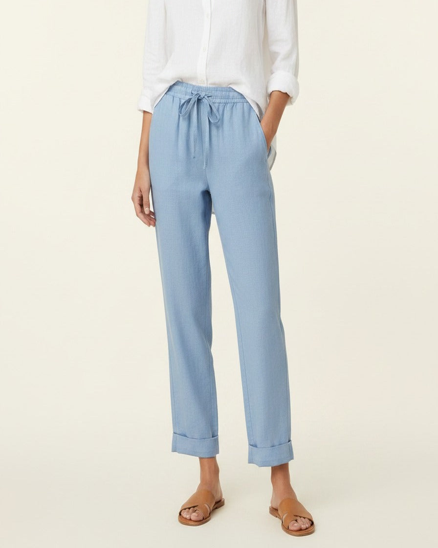 Orin Trousers - Straight-Leg Linen in Sky Blue