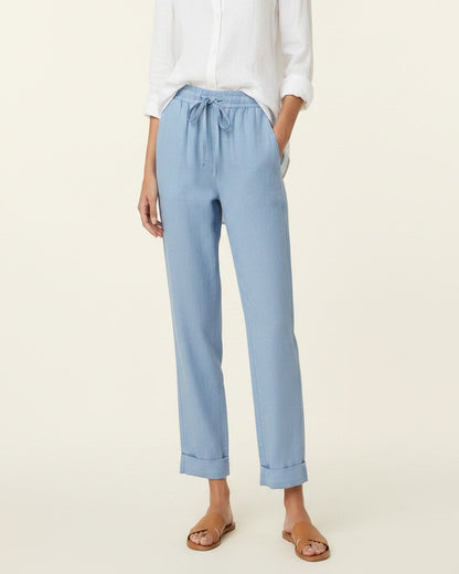 Orin Trousers - Straight-Leg Linen in Sky Blue