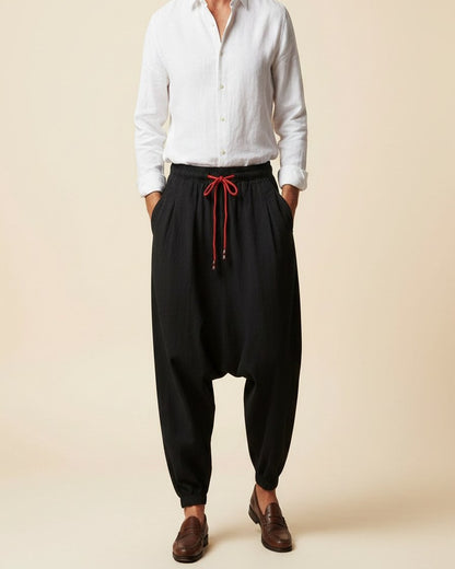 Jaan Trousers - Relaxed Wide-Leg Linen in Black