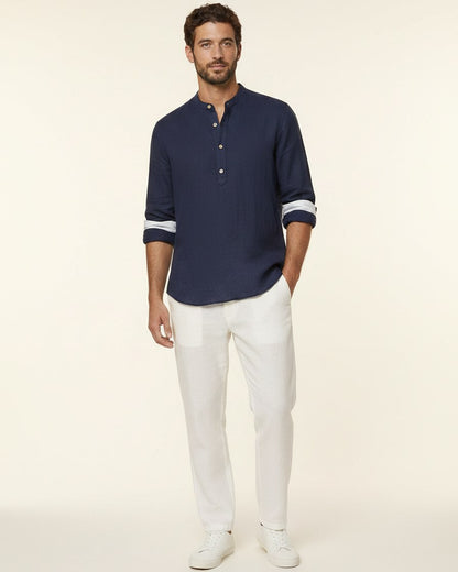 Wren Shirt - Relaxed Linen in Navy
