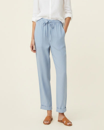 Naos Trousers - Relaxed Straight-Leg Linen in Sky Blue