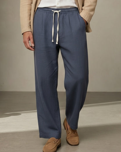 Cove Trousers - Relaxed Wide-Leg Linen in Navy Blue