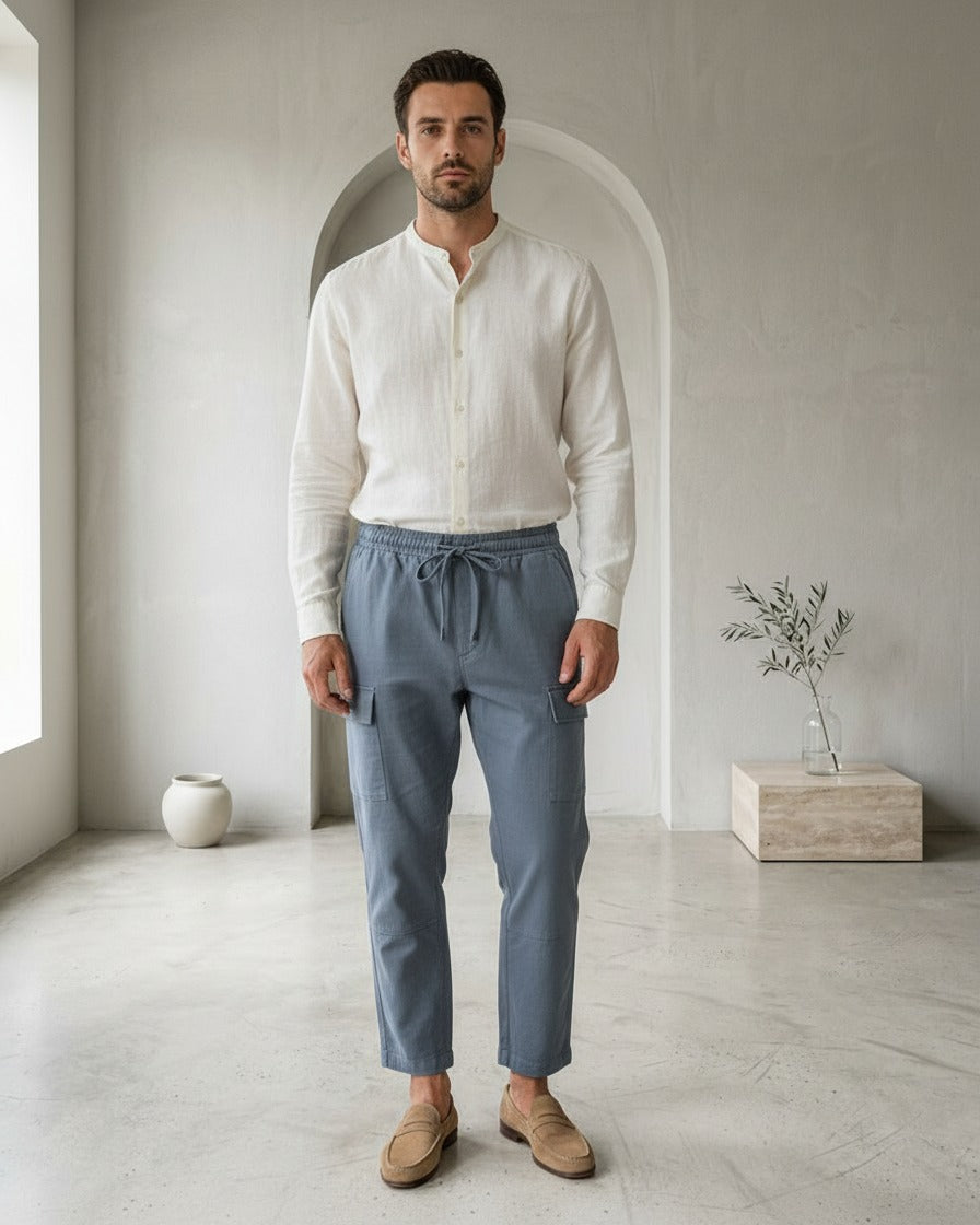 Uran Trousers - Relaxed Cotton in blue gray