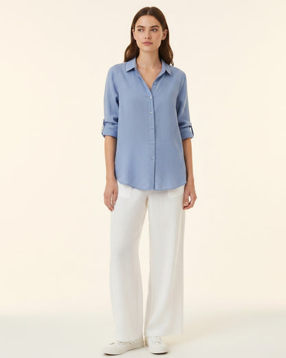 Lior Blouse - Relaxed Linen in Blue