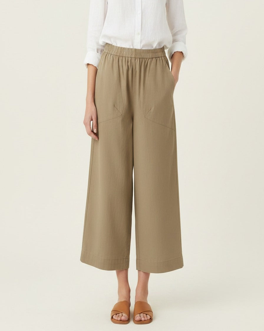 Yoel Trousers - Relaxed Wide-Leg Linen in Khaki