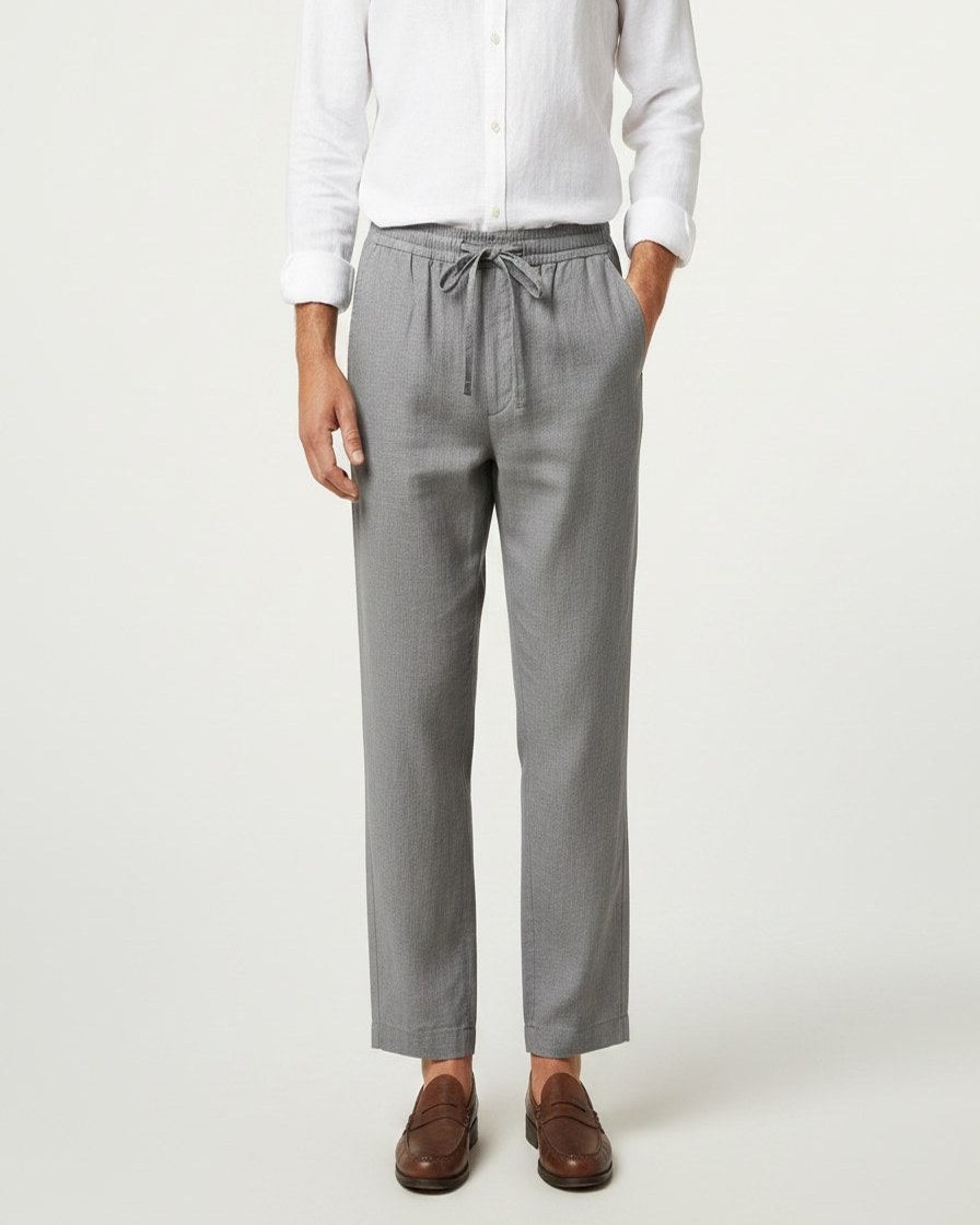Lars Trousers - Relaxed Linen in Gray - master front