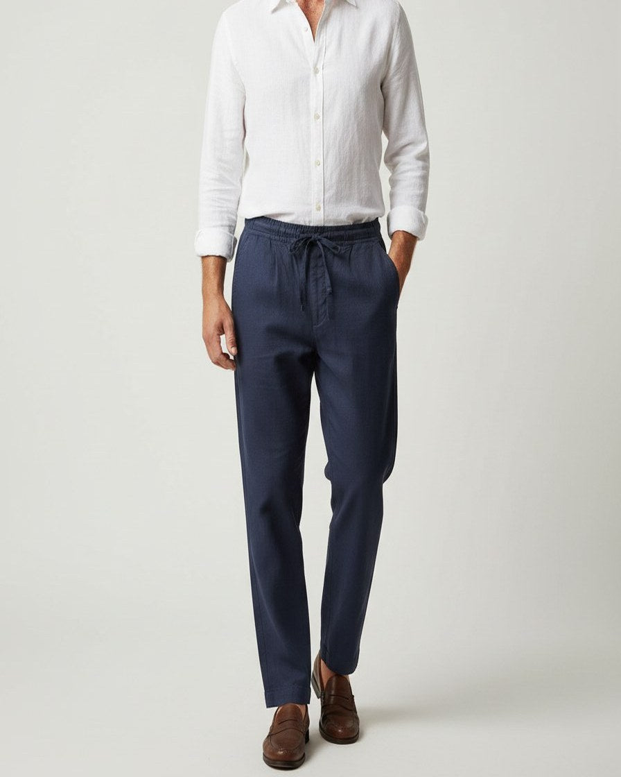 Lars Trousers - Relaxed Linen in Navy