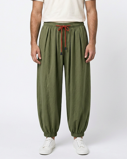 Jaan Trousers - Relaxed Linen in army green