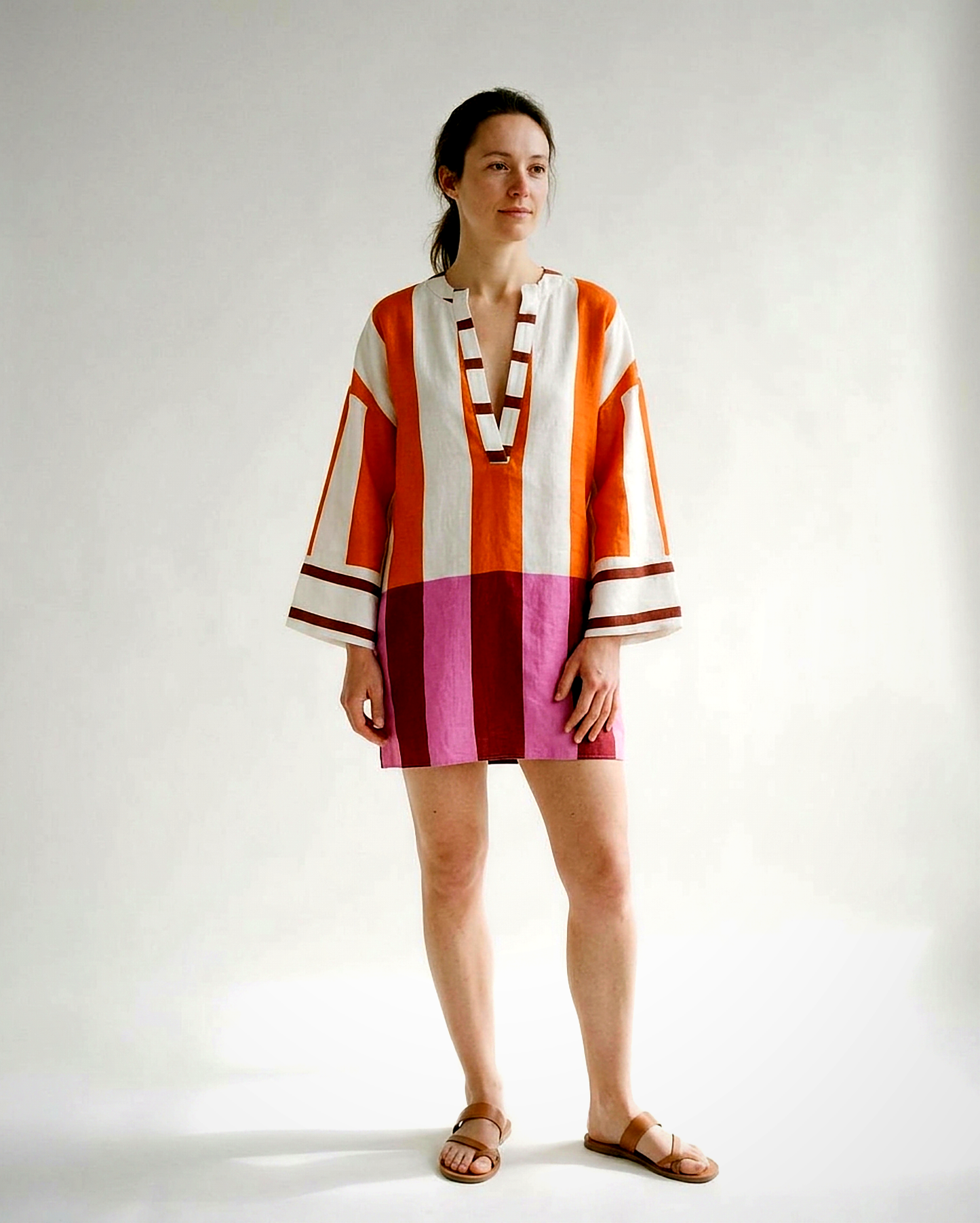 Anouk Dress - Relaxed Linen in Striped Print