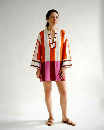 Anouk Dress - Relaxed Linen in Striped Print