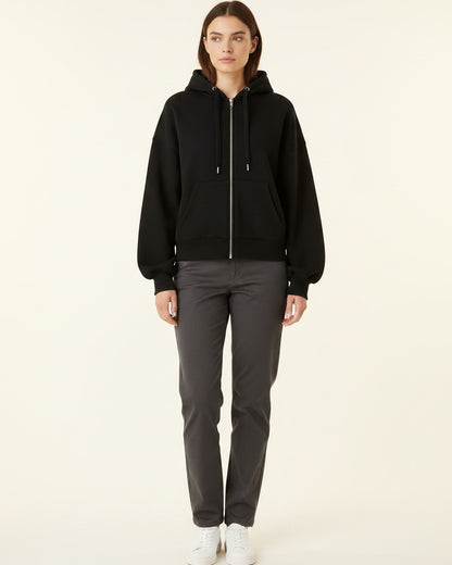 Daan Hoodie - Relaxed Zip in Black