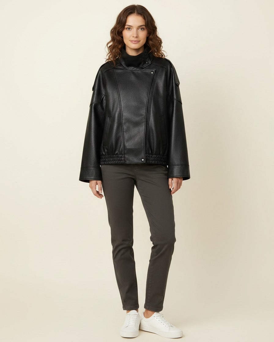 Wren Jacket - Relaxed Faux Leather in black