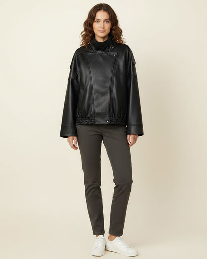 Wren Jacket - Relaxed Faux Leather in black
