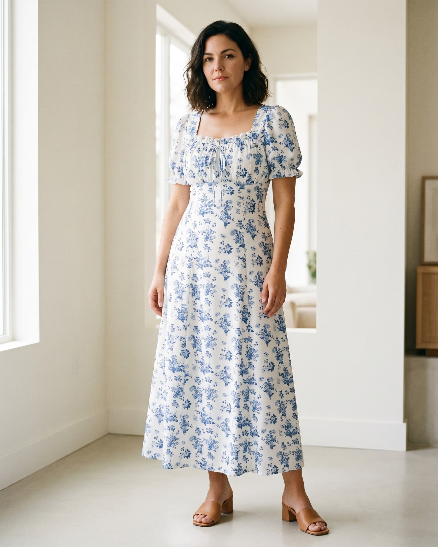 Clio Dress in WHITE - midsize front