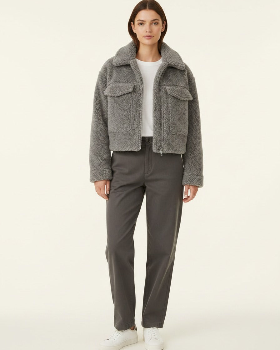 Quai Jacket - Zip in grey - midsize front