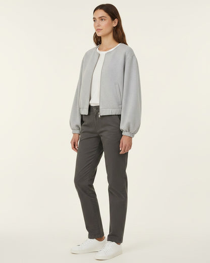 Jude Jacket - Zip in GRAY - midsize front