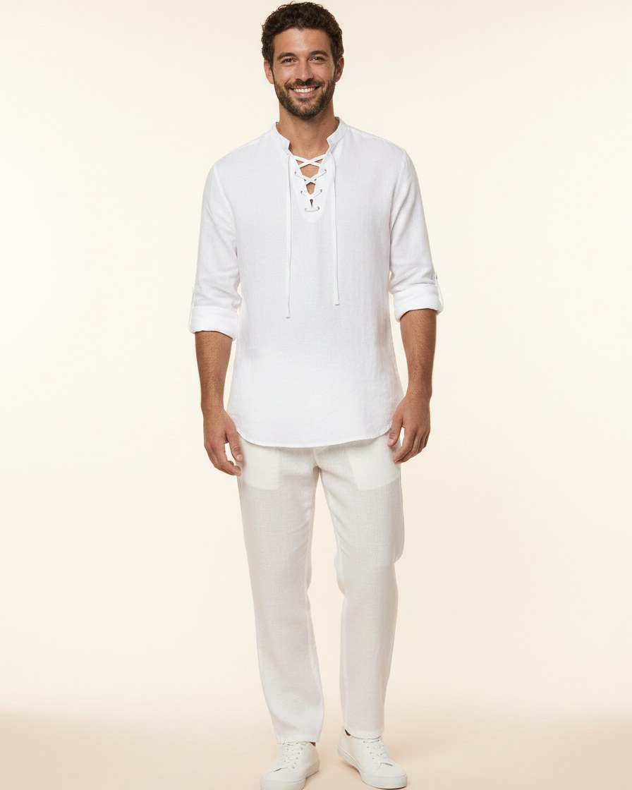 Vael Shirt - Relaxed Denim in White - midsize front