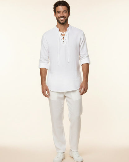 Vael Shirt - Relaxed Denim in White - midsize front