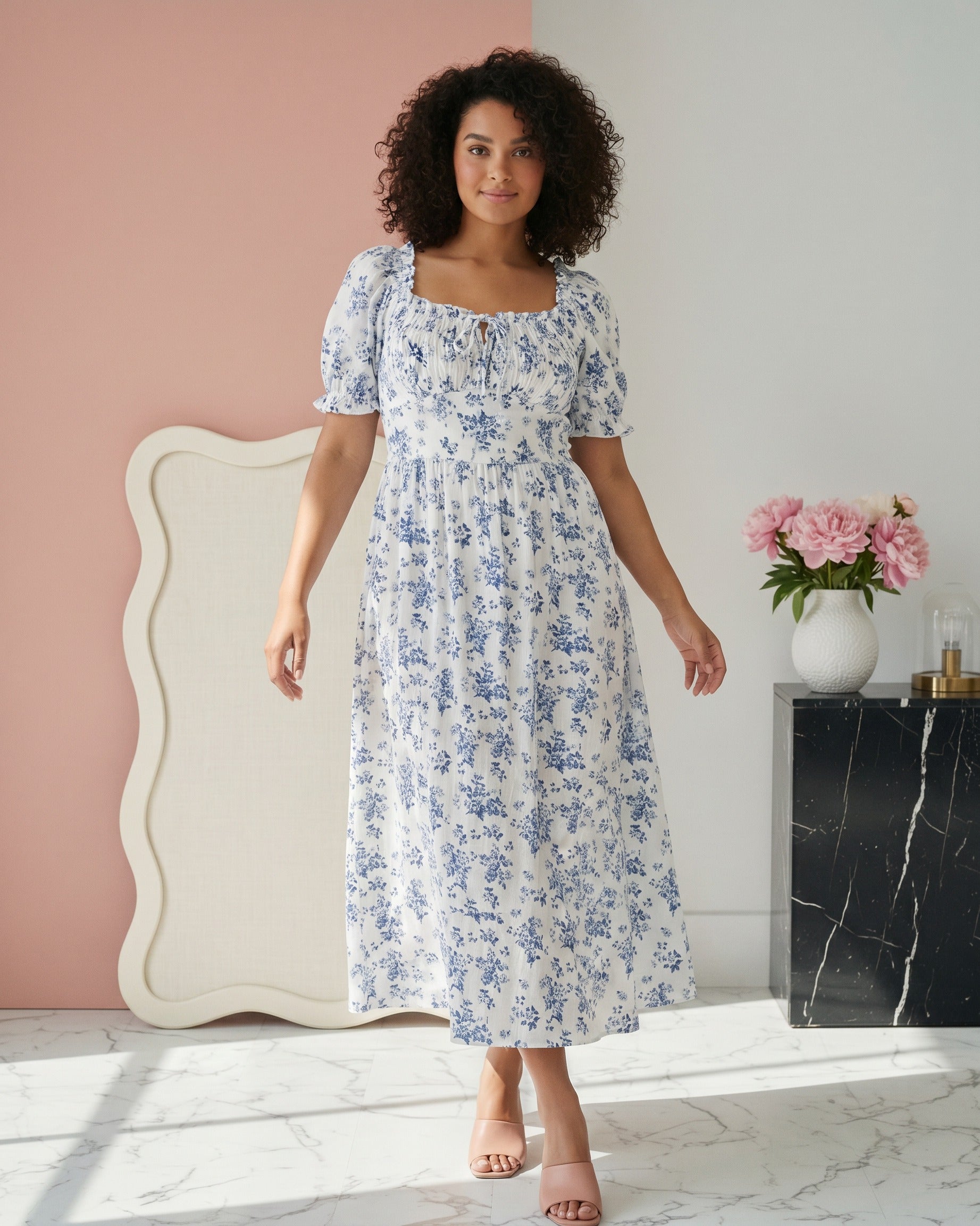 Amel Dress in WHITE - midsize front