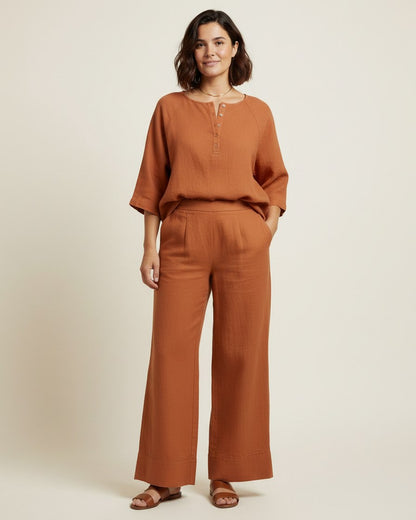 Jude Shirt - Relaxed Linen in Orange