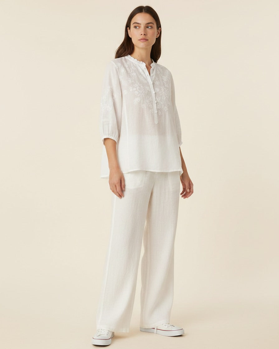 Marc Blouse - Linen in White - midsize front