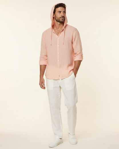 Tane Shirt - Linen in Apricot - midsize front