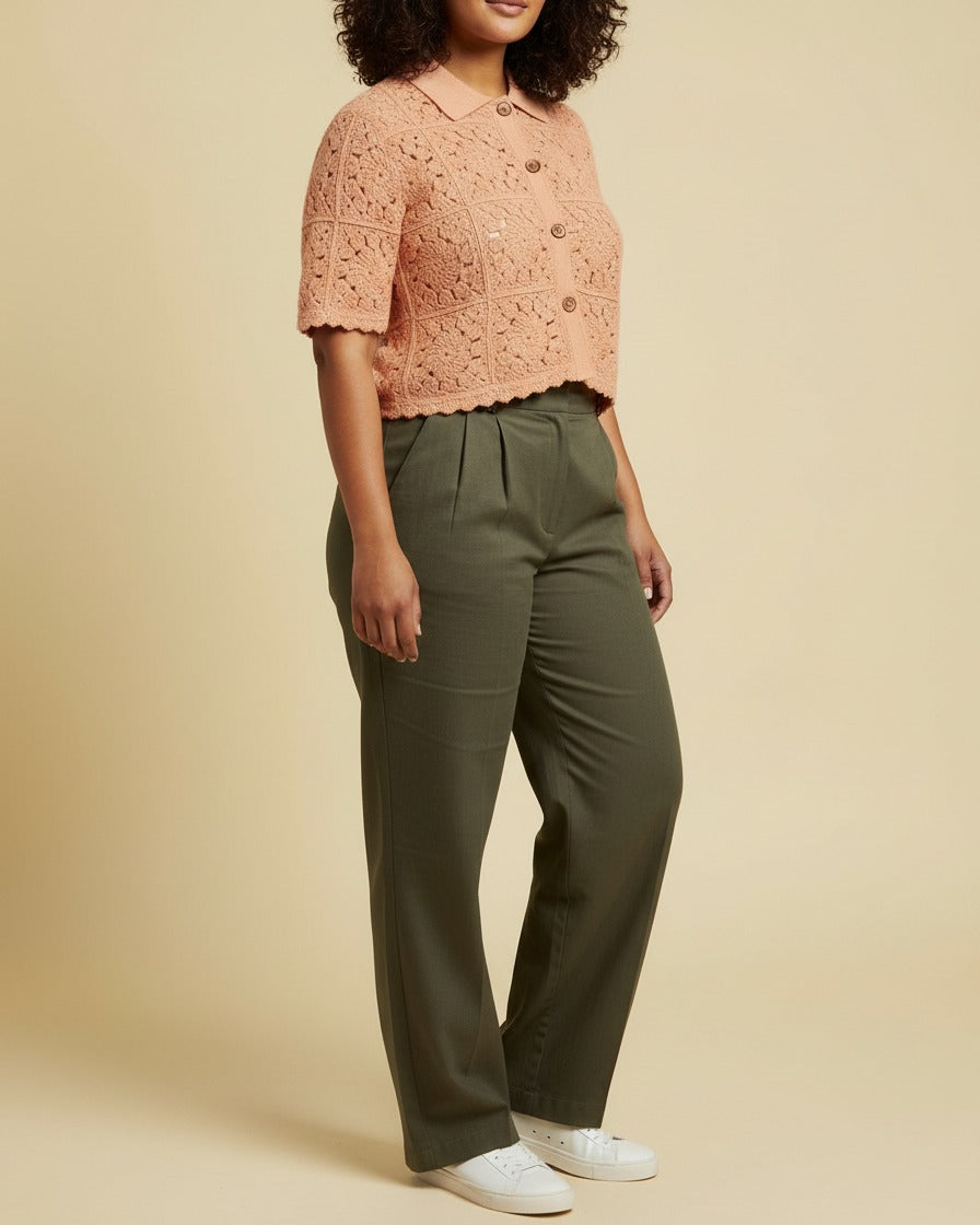 Riven Cardigan in APRICOT - midsize front