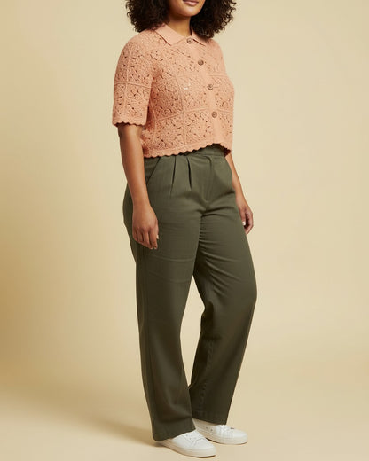 Riven Cardigan in APRICOT - midsize front