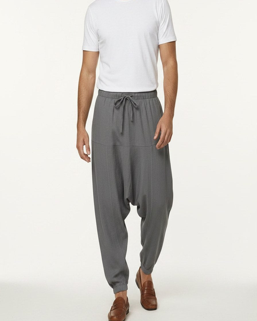 Mael Trousers - Relaxed Linen in Gray - midsize front