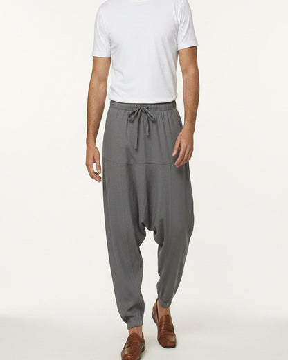 Mael Trousers - Relaxed Linen in Gray - midsize front