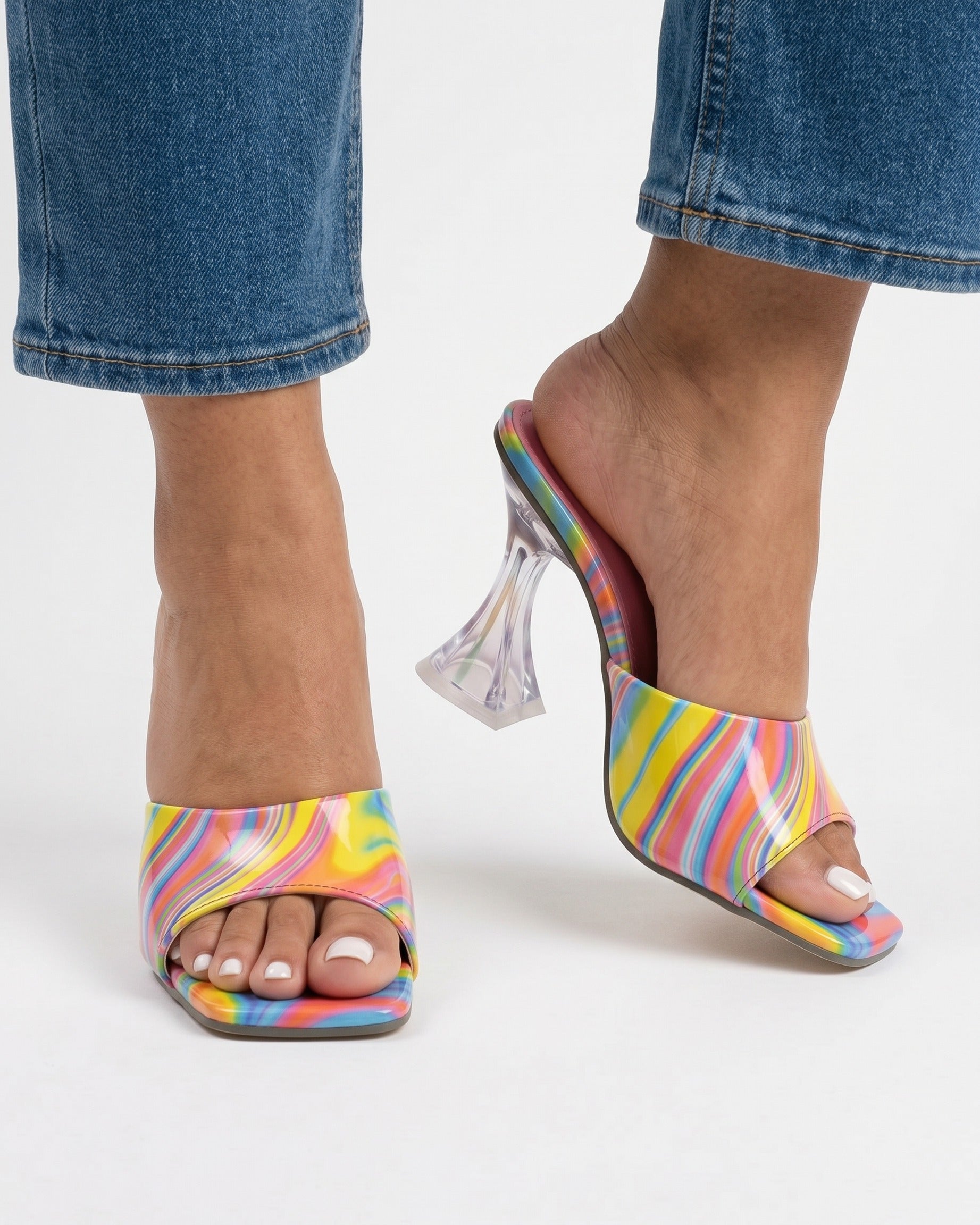 Haas Shoes - Square-Toe Leather in Rainbow - midsize front