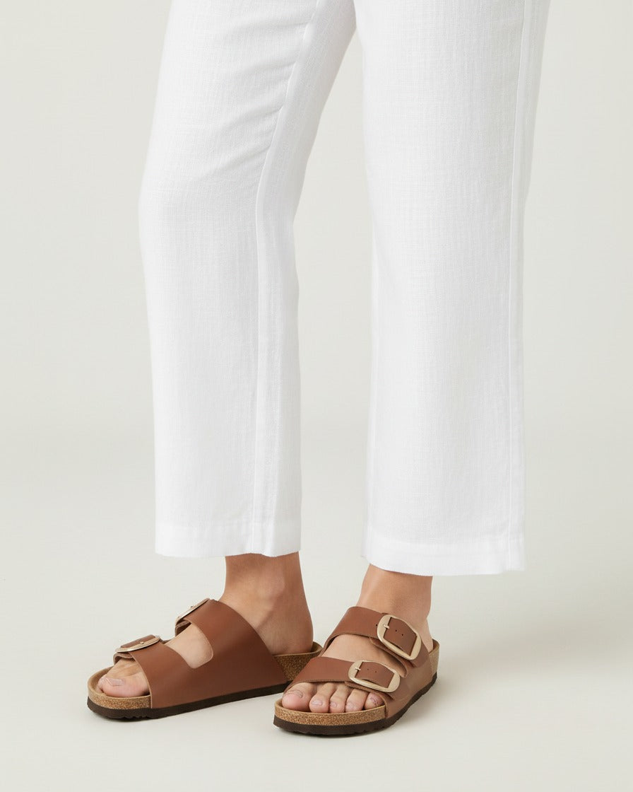 Vela Sandals - Faux Leather in Camel Brown - midsize front