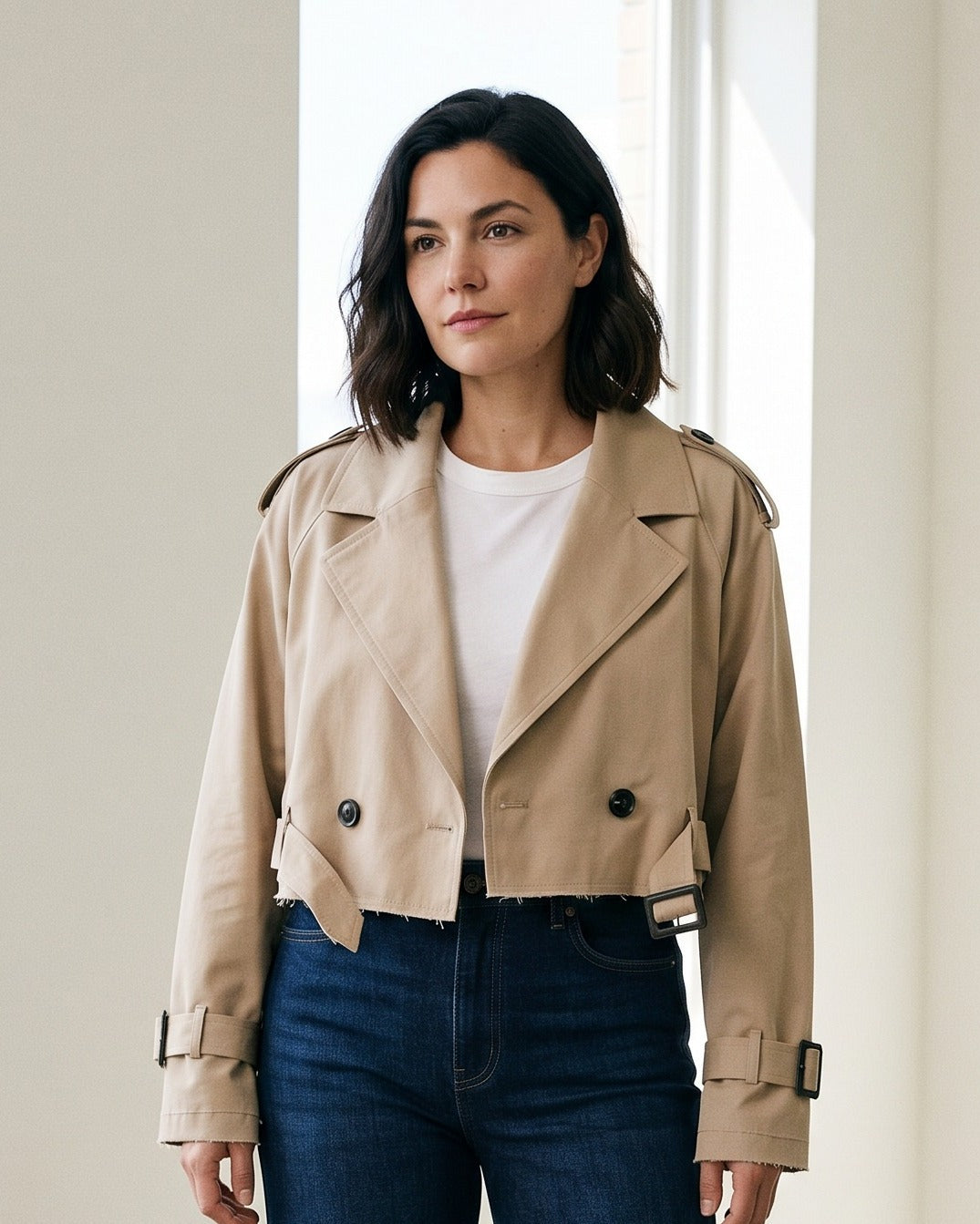 Nils Coat in Beige - midsize front