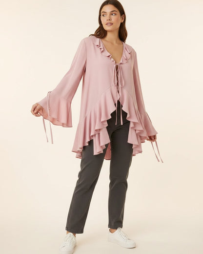 Brae Blouse in Pink - midsize front