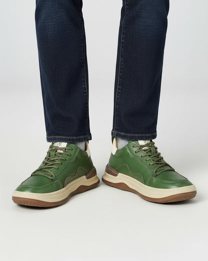 Dael Shoes - Leather in Green - midsize front