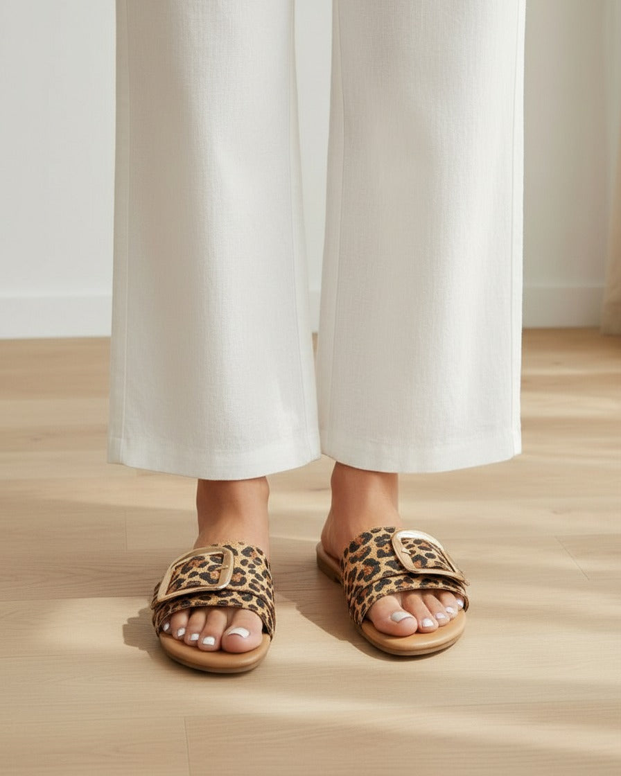 Arco Sandals in Leopard print - midsize front