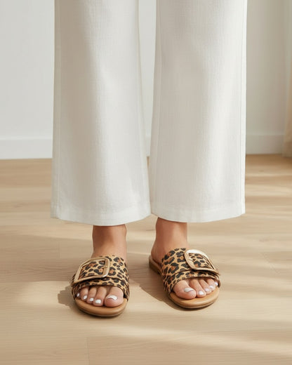 Arco Sandals in Leopard print - midsize front