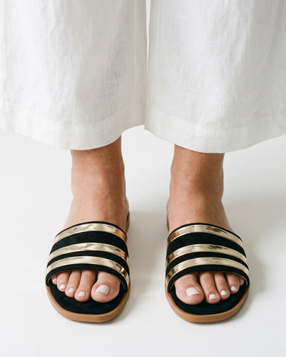 Sable Sandals in Black - midsize front