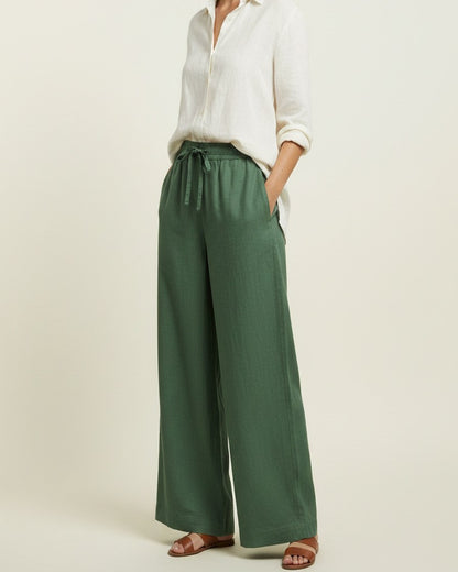 Cove Trousers - Wide-Leg Denim in green - midsize front