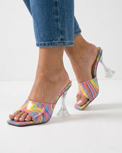 Haas Shoes - Square-Toe Leather in Rainbow - midsize front