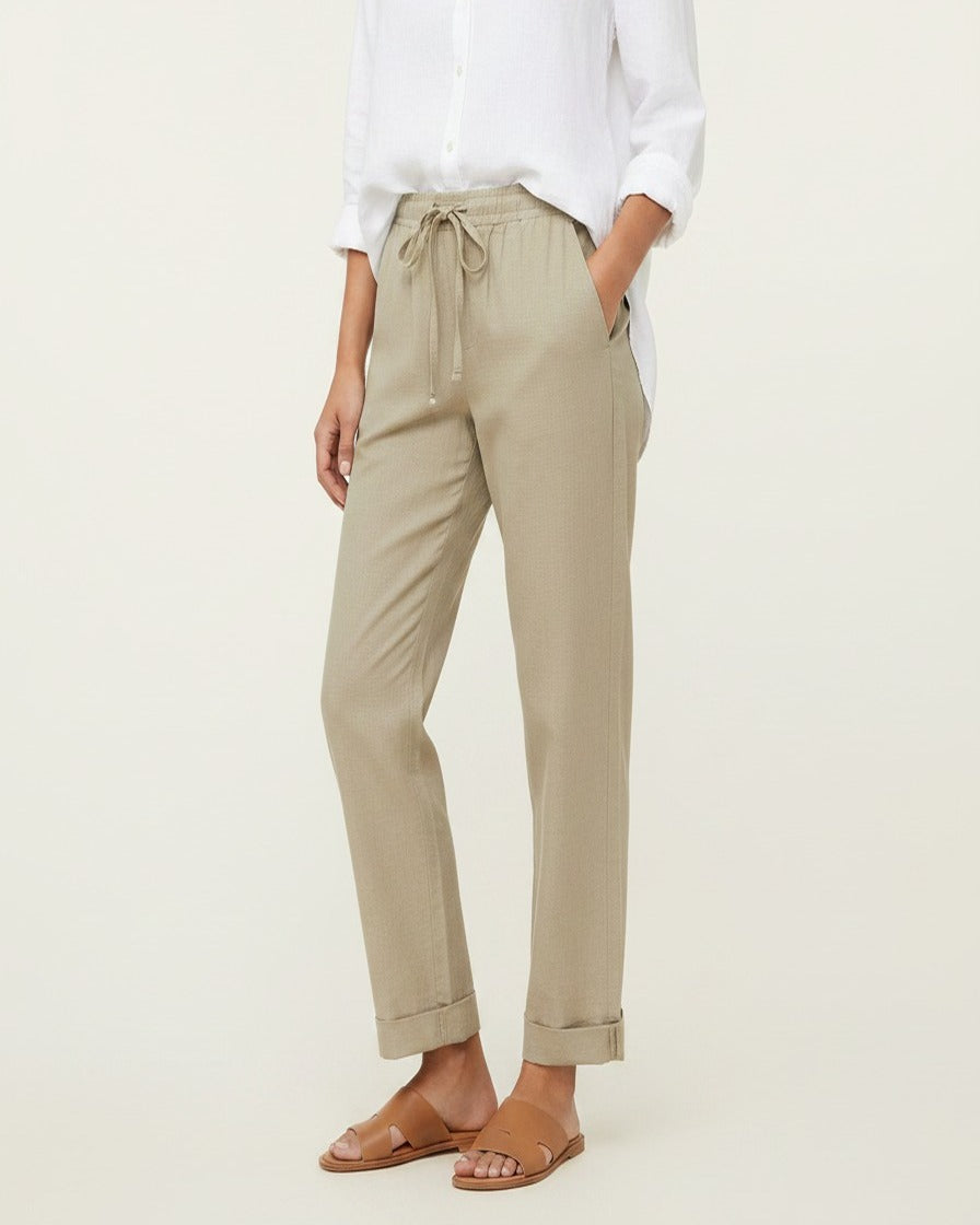 Naos Trousers - Relaxed Straight-Leg Linen in Light Khaki