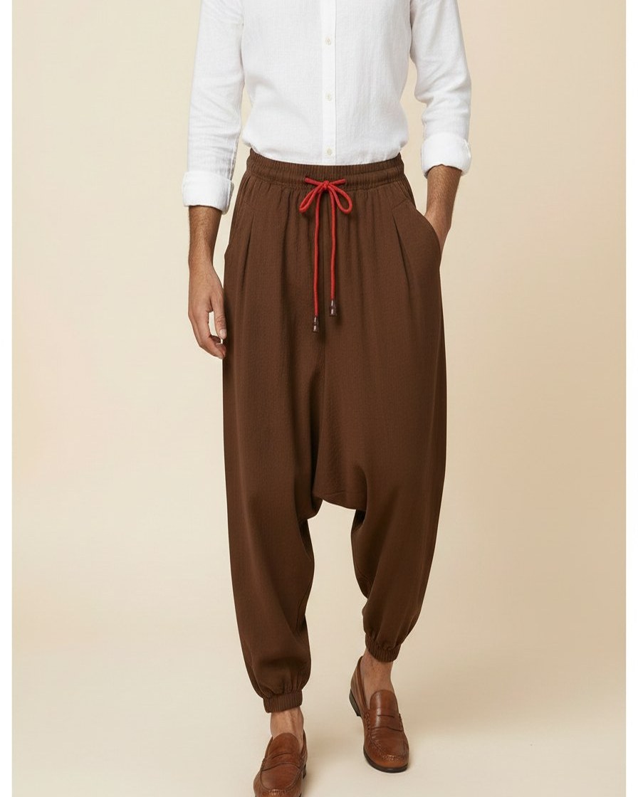 Jaan Trousers - Relaxed Wide-Leg Linen in Coffee - midsize front