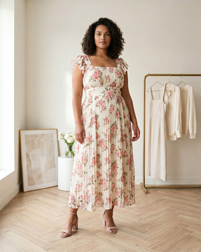 Maes Dress - High-Waist in Ivory - midsize front