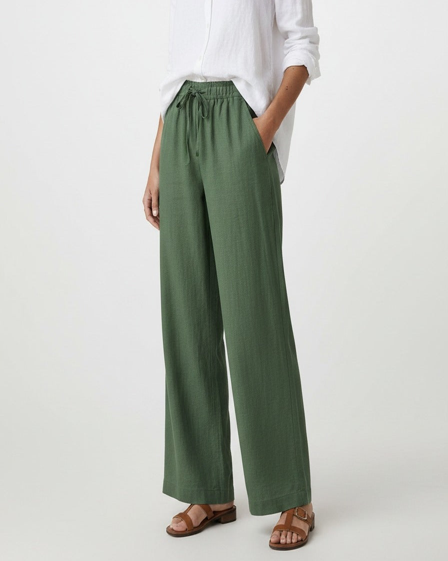 Noor Trousers - Wide-Leg Denim in green