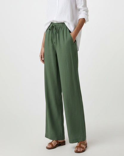 Noor Trousers - Wide-Leg Denim in green